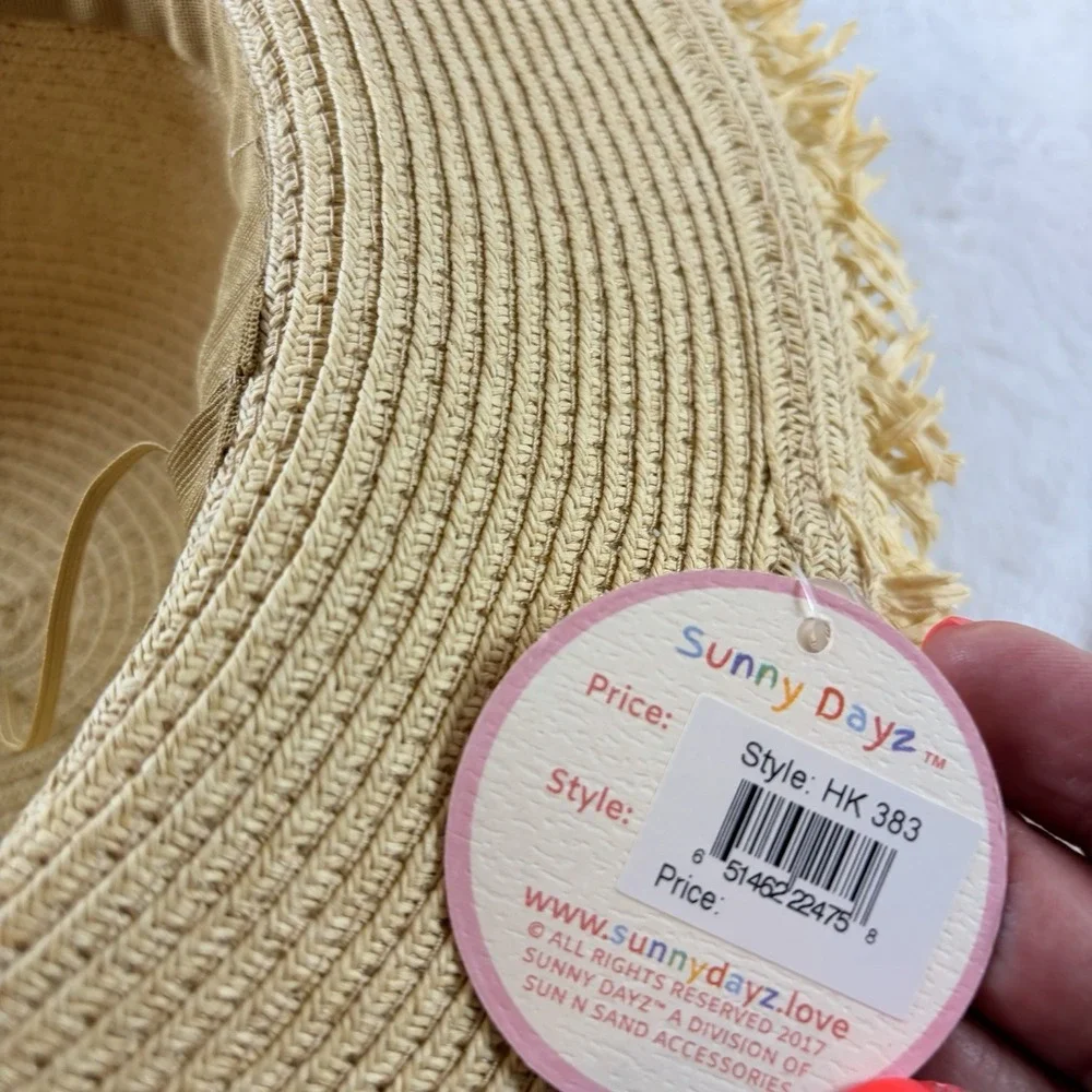 Sunny Dayz Sun N Sand Kids Straw Sun Hat Frayed Brim Fruit Band HK 383 Coastal